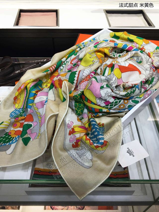 HERMES圍巾 最新款同步專櫃 愛馬仕頂級絲羊絨大方巾 經典百搭  llwj6746